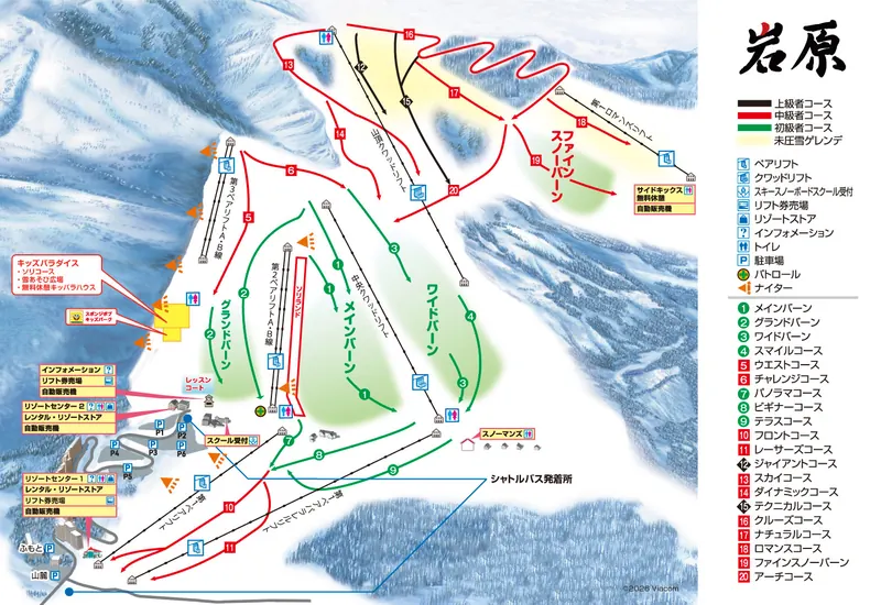 岩原スキー場 雪道地圖（官方）