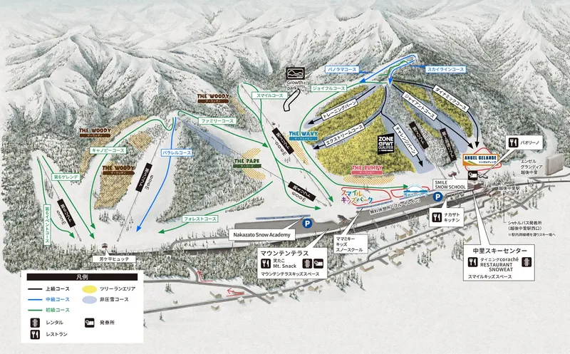 湯沢中里スノーリゾート 雪道地圖（官方）